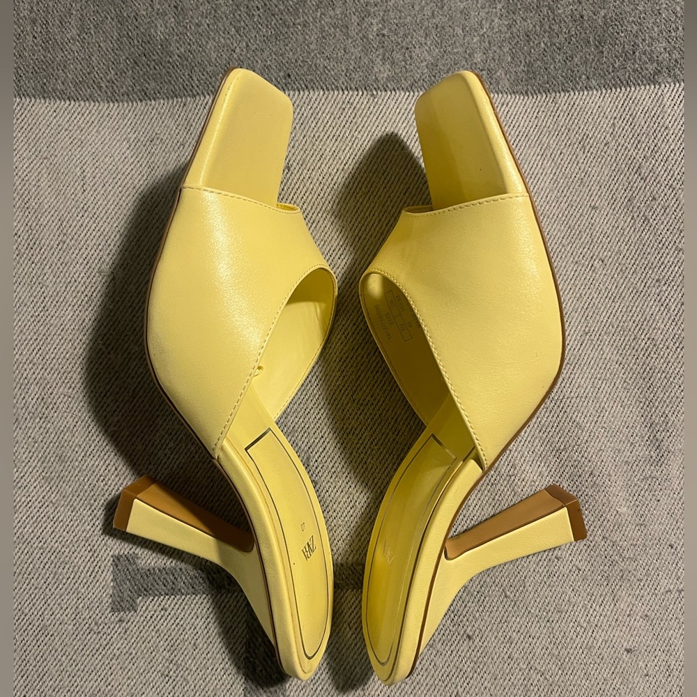 Zara yellow slip on heels - Picture 4 of 5